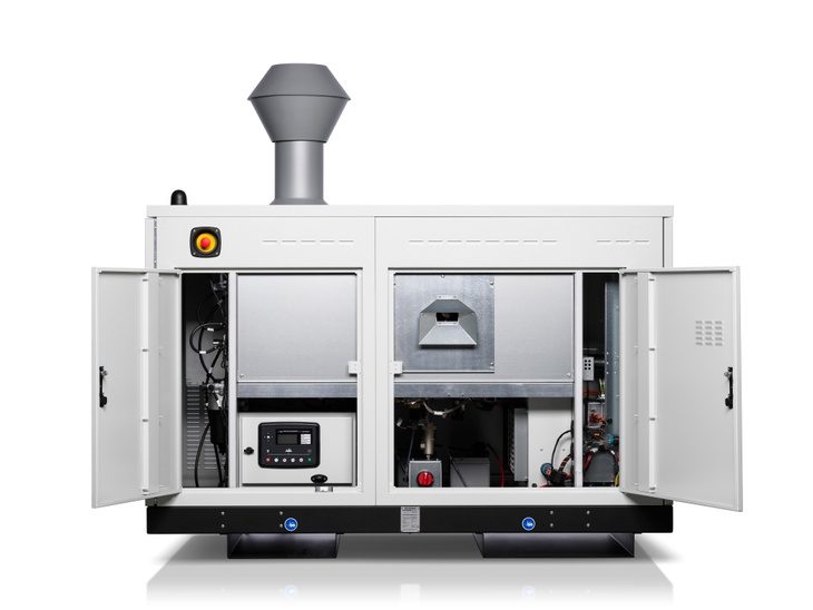 Bladon MTG12 microturbine genset with the enclosure doors open